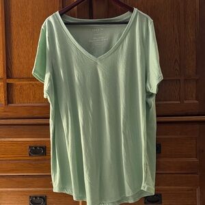 EUC Torrid Light Green V-Neck Short Sleeve Classic Fit Tee Super Soft size 3